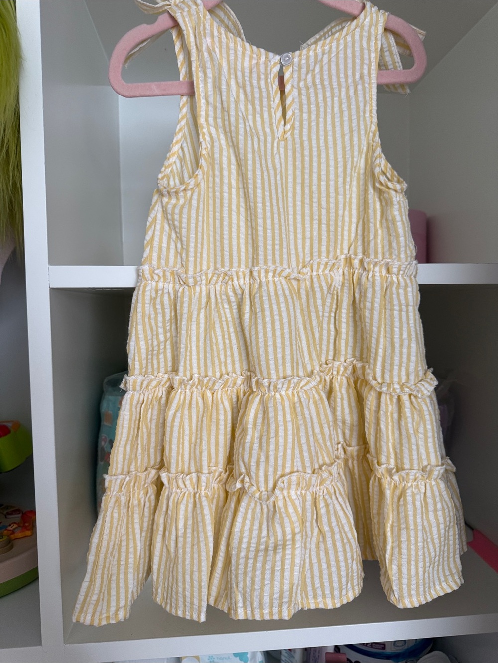 Yellow Striped Tiered Sundress for Girls